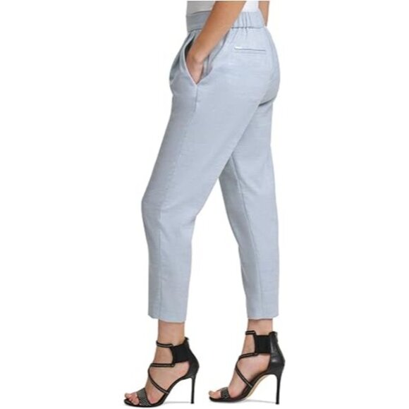 DKNY Women Wear to Work Pants Pleated Elastic Back Waist Ankle Light Blue Size 4 - Picture 3 of 4